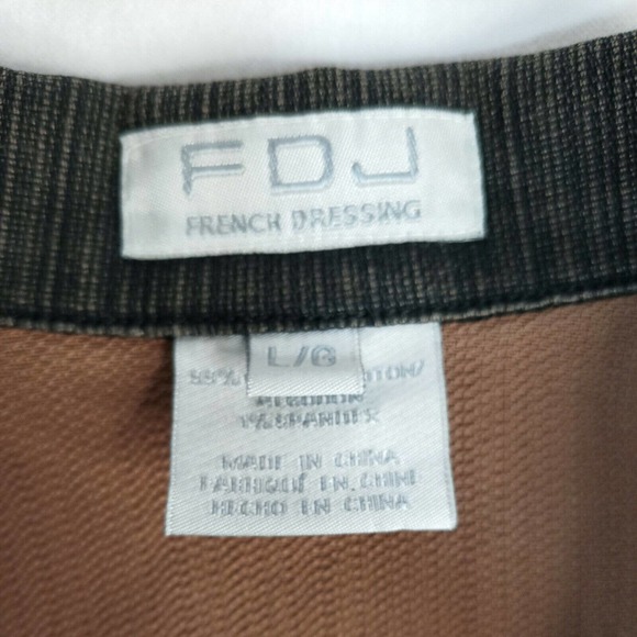 FdJ French Dressing Women's Large Brown Stretch Denim Jacket Button Up Pockets - Picture 11 of 12